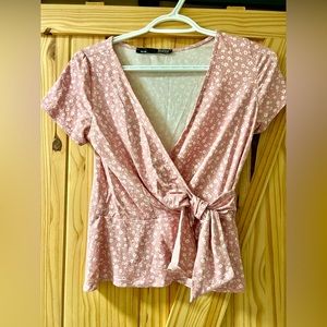 Pink Floral Wrap Tshirt